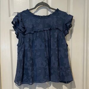 Navy Blue Floral Blouse